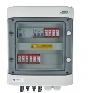 EM-588_DCAC Rozdzielnica przył. DCAC hermetyczna IP65 EMITER z ogranicznikiem przepięć DC Dehn 1000V typu 2, 2 x łańcuch PV, 2 x MPPT // ogr. AC Dehn typ 2, 20A 3-F, RCD typ A 40A/300mA