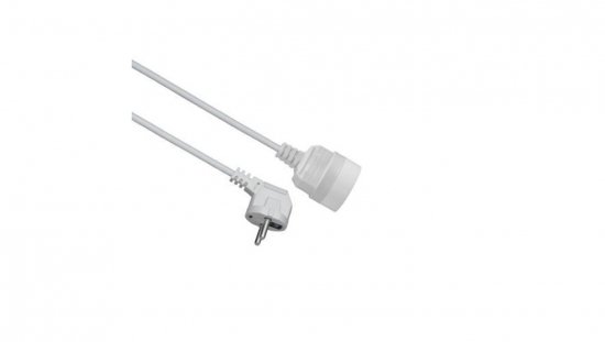 Przedłużacz 1-gniazdowy, 5m, 3x1,0mm OWY biały 28213