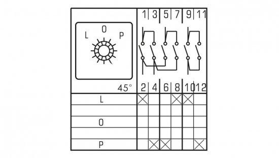 Łącznik krzywkowy L-0-P 63A 3P w obudowie IP65 / LW63 L-0-P 3P OB
