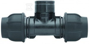 Trójnik zaciskowy PP 90st. 32x3/4&quot;x32 GW gwint wewnętrzny PN16, do rur PE, kolor czarny