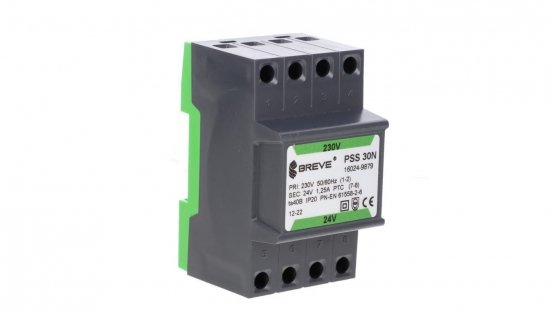 Transformator 1-fazowy modułowy bezpieczeństwa PSS 30N 230/ 24V 1,25A, na szynę DIN, IP20, Ta 40, 16024-9879