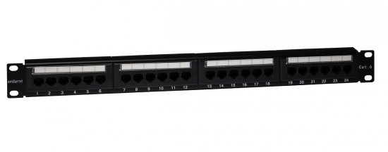 Panel 19 24xRJ45 UTP kat.6 (1U) z półką