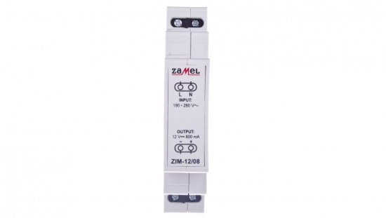 Zasilacz impulsowy 230VAC/12VDC 0,8A ZIM-12/08 EXT10000158