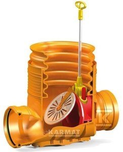 Kineta przelotowa 400x160 z zasuwą burzową do rury wznoszącej DN 400mm gładkiej litej dopływ rury gładkiej DN 160mm K40P16ZB