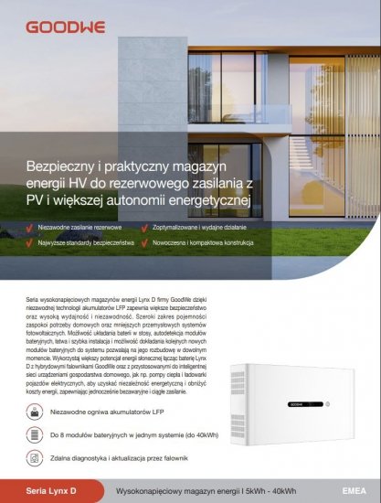 GoodWe ET G2 10 kW + Lynx D 15 kWh - zestaw falownik hybrydowy 3-fazowy + magazyn energii HV
