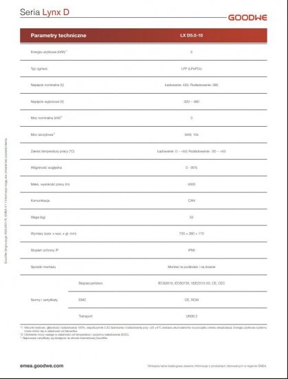 GoodWe ET G2 10 kW + Lynx D 5 kWh - zestaw falownik hybrydowy 3-fazowy + magazyn energii HV