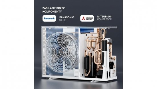 Pompa ciepła monoblok 8kW 1-faz V-TAC ATW +grzałka 3kW VT-M8KW-P1H3-W R32