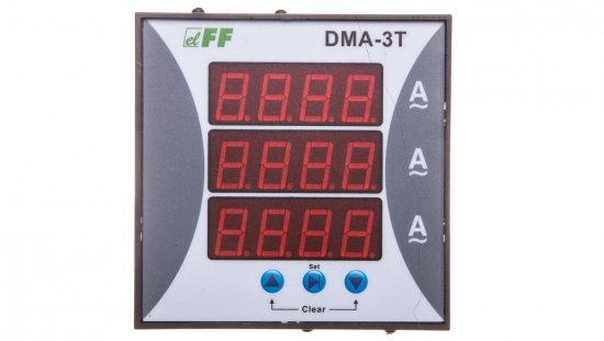 Amperomierz 3-fazowy cyfrowy tablicowy 0-9000A dokładność 1 96x96mm do pracy z przekładnikiem 5A DMA-3T