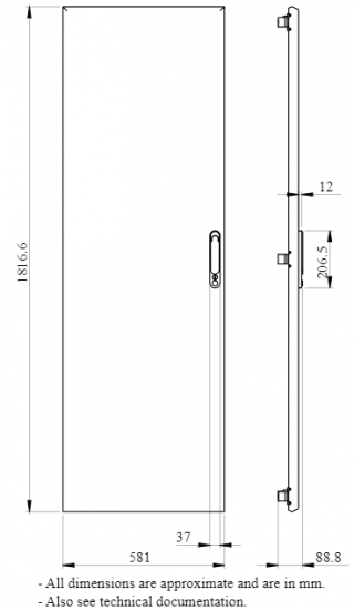 PrismaSet Drzwi pełne 36 modułów IP30 600mm 08225 LVS08225