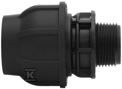 Złączka zaciskowa PP 40x1 GZ gwint zewnętrzny PN16, do rur PE, kolor czarny 13004003