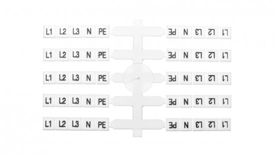 Oznacznik elastyczny do złączek szynowych EO3 /L1, L2, L3, N, PE/ 40x5szt. (200szt.) 003901816