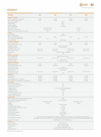 Solis S6-EH3P10K-H-EU 10 kW - falownik hybrydowy 3-fazowy HV
