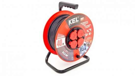 Przedłużacz bębnowy PROFESSIONAL LINE 40m H05RR-F 3x1,5 4xGS /+termik/ 16A IP44 czarny