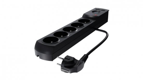 Przedłużacz przeciwprzepięciowy professional 5 gniazd 2xUSB 5m 10A 230V 2300W czarny W-100045