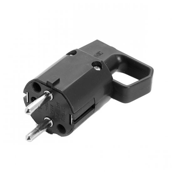 Wtyczka 325-05 z uchem, z uziemieniem  uni-schuko  16A 250V IP20 CZARNA VIPLAST 325-05