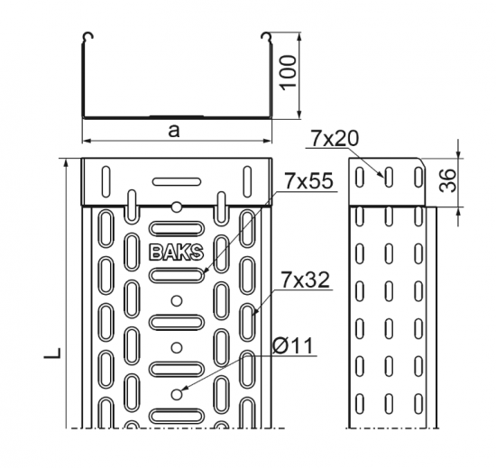 Korytko kablowe perforowane 200x100 grubość 1,0mm KGJ200H100/3 111016 /3m/