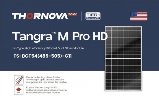 Panel PV 500Wp Sunova TS-BGT54-500-G11 N-Type Tangra M Pro HD Bifacial Full Black