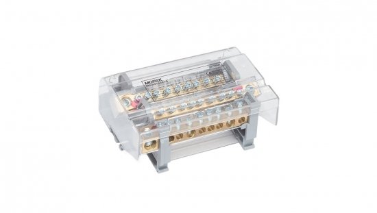 Blok dystrybucyjno-rozdzielczy MOBLOCK 4-polowy 160A-9   1 x 50 mm2   2 x 35 mm2   6 x 16 mm2 TS35 MAB4160A18