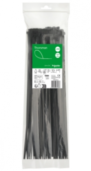 Opaska kablowa 370x4.8 mm (100 sztuk), Thorsman, czarna IMT46423