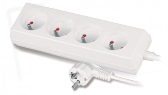Przedłużacz 4-gniazda z/u 10A 5m /OMY 3x1/ biały PS-470