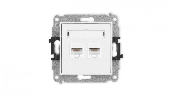 MINI Mechanizm gniazda komputerowego podwójnego 2xRJ45, kat. 5e, 8-stykowy biały mat 25MGK-2