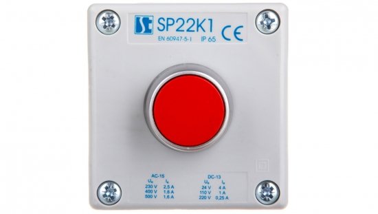Kaseta sterownicza 1-otworowa czerwony 1R szara IP65 1x membrana M20 SP22K102-1