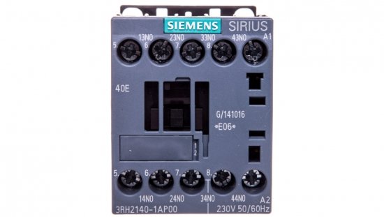 Przekaźnik pomocniczy 4NO cewka 230V 50-60Hz S00 połączenie śrubowe SIRIUS 3RH2140-1AP00