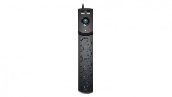 Przedłużacz przeciwprzepięciowy professional 5 gniazd 2xUSB 5m 10A 230V 2300W czarny W-100045