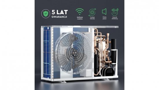 Pompa ciepła monoblok 8kW 1-faz V-TAC ATW +grzałka 3kW VT-M8KW-P1H3-W R32