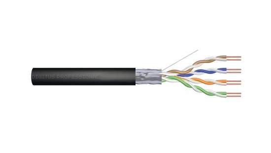 Kabel teleinformatyczny F/UTP kat.6 PE AWG 23/1 szpula czarny zewnętrzny żelowany DK-TP622 /305m/