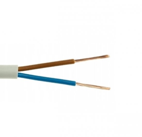 Przewód mieszkaniowy H03VV-F (OMY) 2x0,5 biały 300/300V /25m/