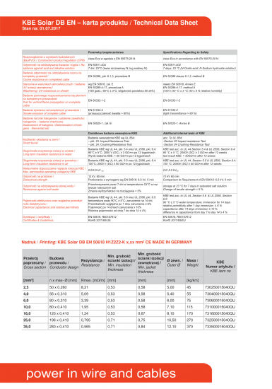 KBE Czerwony Kabel solarny 4mm2 DB+EN 50618(H1Z2Z2-K)and IEC 62930(IEC 131)