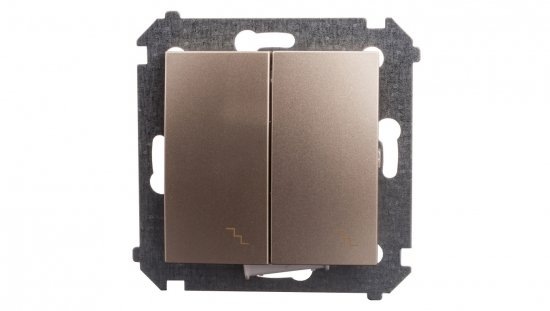 Simon 54 Łącznik schodowy podwójny z podświetleniem złoty mat DW6/2L.01/44