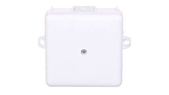 Puszka hermetyczna n/t 86x86x39mm z zaciskiem 5x2,5mm z uszami montaż. IP55 biała 0226-11