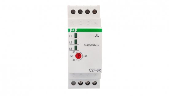 Przekaźnik zaniku i asymetri faz 10A 1P 4sek 40-80V CZF-BR