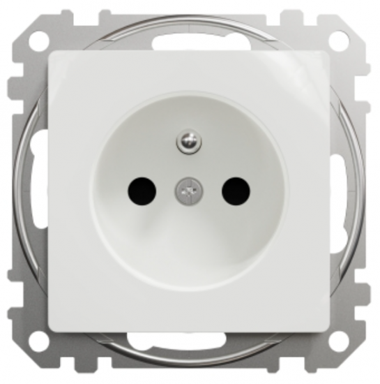 Schneider Electric, Sedna Design i Elements, Gniazdo zasilające 2P+PE z przesł torów prąd, zaciski bezgwintowe, białe, SDD111012