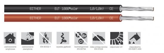 Kabel fotowoltaiczny BiT 1000 solar 1x6 1/1kV czerwony S66463.05 /bębnowy/