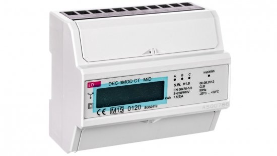 Wskaźnik zużycia energii 3-fazowy z modbus DEC-3MOD CT 004804055