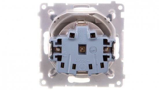 Simon 54 Gniazdo pojedyncze SCHUKO 16A 250V IP44 z przesłonami i klapką srebny mat DGSZ1BZ.01/43A