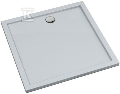 Brodzik kompozytowy &quot;Corrina New&quot; Stabilsound Plus 80x80x4,5 cm kwadratowy z odpływem na środku boku