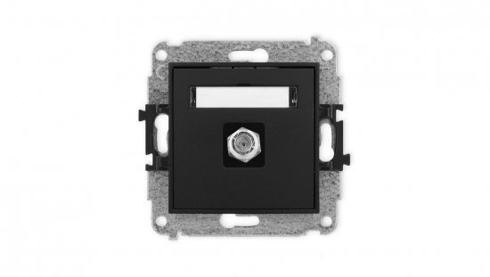 ICON Mechanizm gniazda antenowego pojedynczego typu F (SAT) niklowany czarny mat 12IGF-1