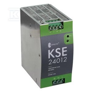Zasilacz impulsowy KSE 24012M 230/ 12VDC 20A 150W na szynę DIN, Uzas: 96-264VAC, Ta70, 18912-9987