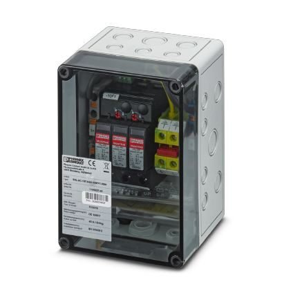 Skrzynka z ogranicznikami przepięć dla 1 MPPT / Phoenix-Contact / 1000DC / 1MPP-SPD-S / box 1 MPPT / 1182566 / Ogranicznik przepięć typ T1/T2 w szczelnej (IP65) obudowie z wyprowadzonymi przepustami (dławnicami)