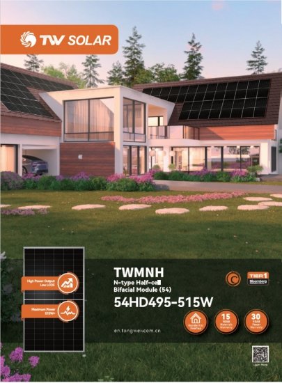 Moduł fotowoltaiczny 505 W N-Type Bifacial Black Frame 30 mm TW Solar