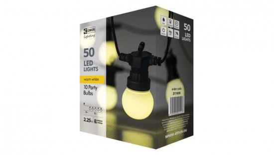 Łańcuch XMAS PARTY 2,25W 10X5LED 5m IP44 mleczny DCPW01