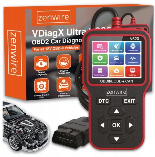 Interfejs Tester Skaner Diagnostyczny  OBD2 ELM327 CAN Zenwire V620