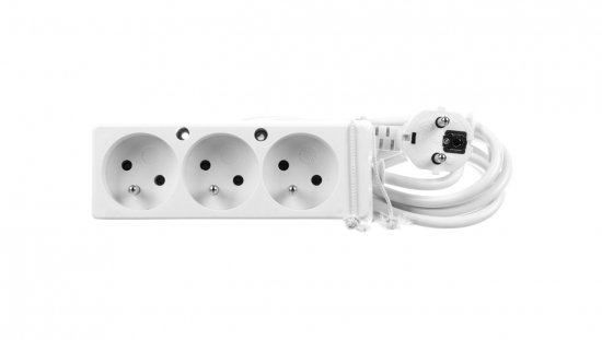 Przedłużacz 3-gniazda z/u 10A 3m /OMY 3x1/ biały PS-370 T-110020