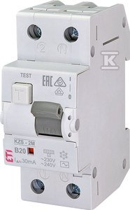 Wyłącznik różnicowoprądowy z zabezpieczeniem nadprądowym KZS-2M AC B20/0.03 002173105