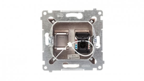 Simon 54 Gniazdo komputerowe pojedyncze RJ45 kat6 z przesłoną brąz mat D61.01/46