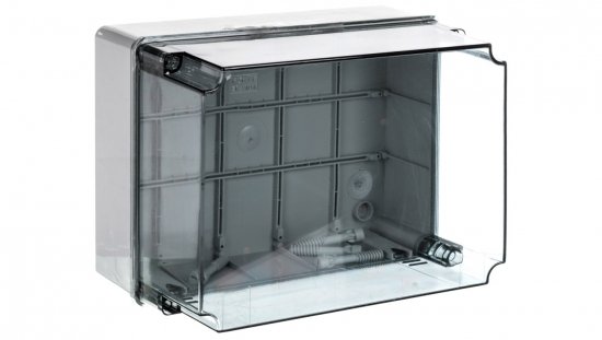 Puszka natynkowa wysoka z przeźroczystą pokrywą seria 440 IP56 300x220x180 szara EC440C8